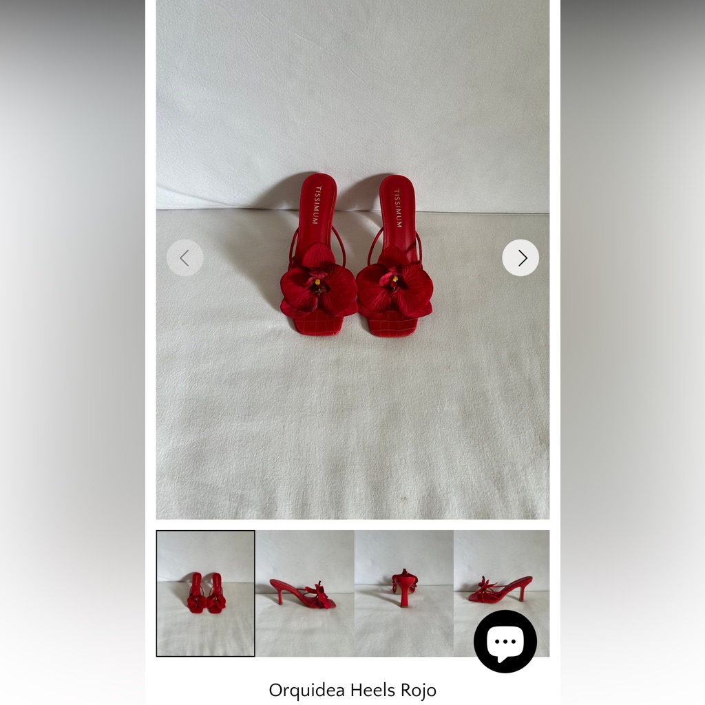Red Floral Orchid Sandal Heels — image 3 of 3